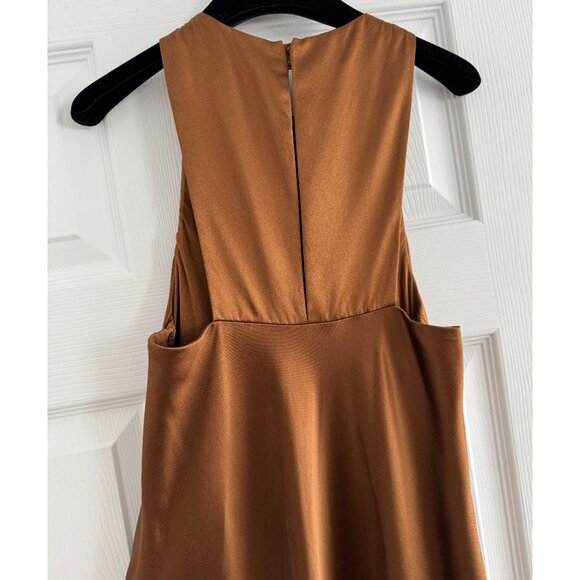 Tibi Heavy Satin Midi Bias Dress in Bronze, size 00 - Picture 10 of 14